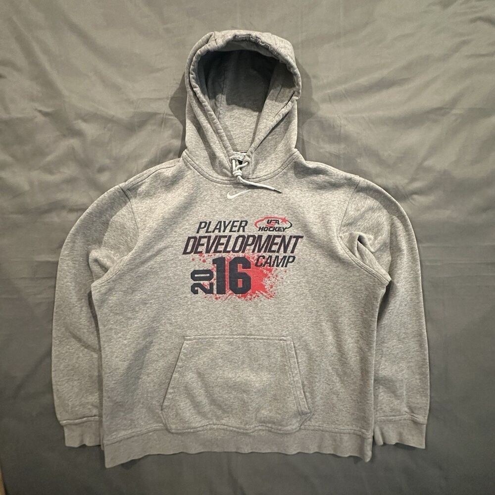 Y2K NikeāCenter Swoosh Hoodie Mens XL USA Hockey Pullover Sweatshirt 00s Athlete
